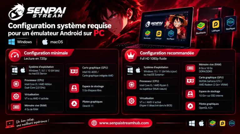 Senpai Stream sur PC 5 Senpai Stream sur PC: Configuration Système Requise