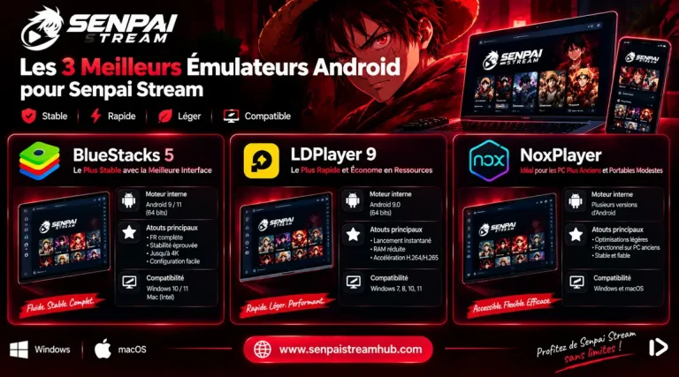 Senpai Stream sur PC 6 Senpai Stream sur PC: Les 3 Meilleurs Émulateurs Android