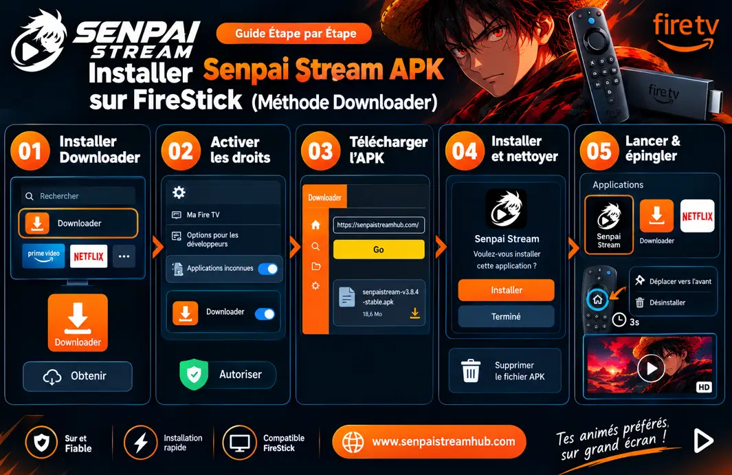 Installation pas à pas de Senpai Stream APK sur FireStick avec l'application Downloader