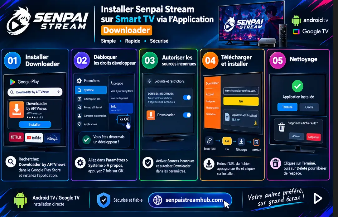 Senpai Stream sur Smart TV 6 Installation de Senpai Stream APK sur Smart TV via l'application Downloader